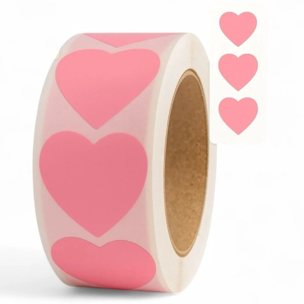Pink Heart Shaped Stickers, Self-Adhesive Pattern Stickers For Decor STICKER